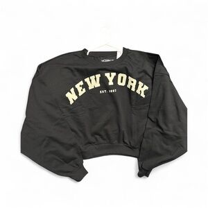 Black New York Cropped Sweatshirt by ModernLux 3x New With Tags